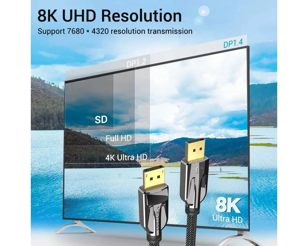 Vention DisplayPort (DP) 1.4 Cable 8K 3m - Thumbnail 5